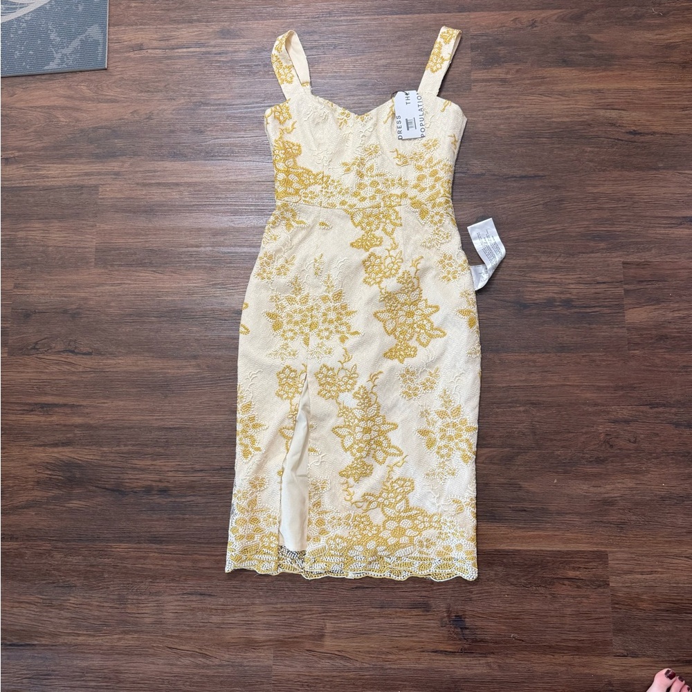 Elegant Gold Lace Dress